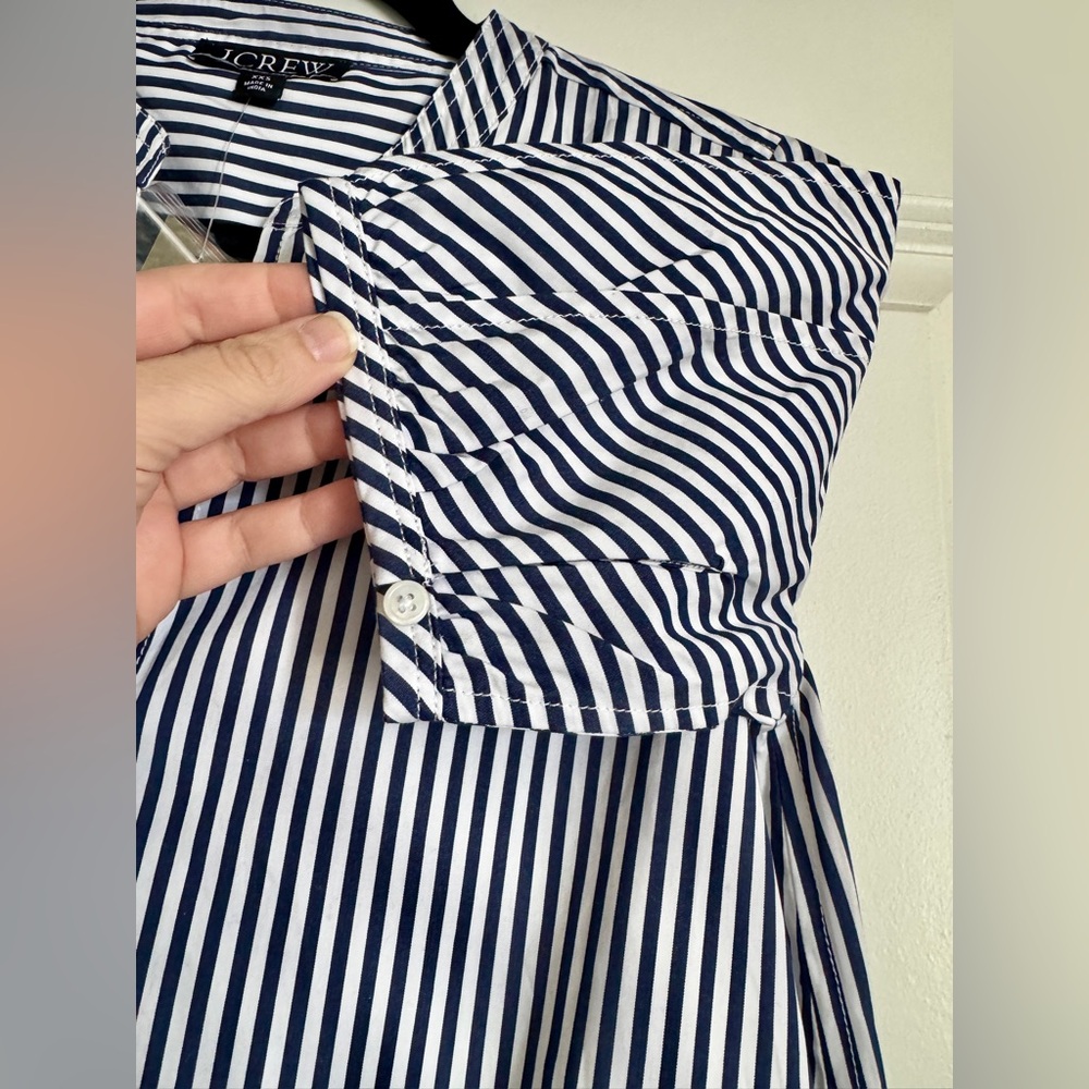 NWT! | J. Crew Delilah dress in striped 100% cotton poplin navy blue & white XXS - Picture 5 of 16